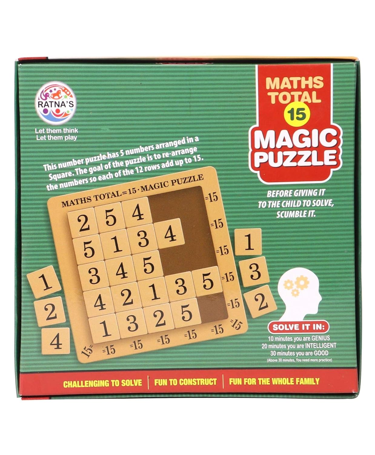 Fun O Puzzle Wooden Jumbo – 15 Number Sliding Puzzle